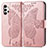Samsung Galaxy M32 5G用手帳型 レザーケース スタンド バタフライ 蝶 カバー サムスン ピンク