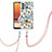 Samsung Galaxy M32 5G用シリコンケース ソフトタッチラバー バタフライ パターン カバー 携帯ストラップ Y06B サムスン ホワイト