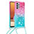 Samsung Galaxy M32 5G用シリコンケース ソフトタッチラバー ブリンブリン カバー 携帯ストラップ S01 サムスン ピンク