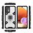 Samsung Galaxy M32 5G用ハイブリットバンパーケース プラスチック アンド指輪 マグネット式 S07 サムスン ホワイト