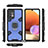 Samsung Galaxy M32 5G用ハイブリットバンパーケース プラスチック アンド指輪 マグネット式 S07 サムスン ネイビー