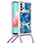 Samsung Galaxy M32 5G用シリコンケース ソフトタッチラバー ブリンブリン カバー 携帯ストラップ S02 サムスン ネイビー