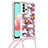 Samsung Galaxy M32 5G用シリコンケース ソフトタッチラバー ブリンブリン カバー 携帯ストラップ S02 サムスン レッド