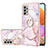 Samsung Galaxy M32 5G用シリコンケース ソフトタッチラバー バタフライ パターン カバー アンド指輪 Y05B サムスン ピンク
