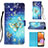 Samsung Galaxy M32 5G用手帳型 レザーケース スタンド パターン カバー Y03B サムスン ブルー
