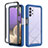 Samsung Galaxy M32 5G用360度 フルカバー ハイブリットバンパーケース クリア透明 プラスチック カバー ZJ3 サムスン ネイビー