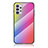 Samsung Galaxy M32 5G用ハイブリットバンパーケース プラスチック 鏡面 虹 グラデーション 勾配色 カバー LS2 サムスン ピンク