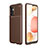 Samsung Galaxy M32 5G用シリコンケース ソフトタッチラバー ツイル カバー サムスン ブラウン