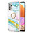 Samsung Galaxy M32 5G用シリコンケース ソフトタッチラバー バタフライ パターン カバー アンド指輪 Y05B サムスン 