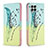 Samsung Galaxy M33 5G用手帳型 レザーケース スタンド パターン カバー B01F サムスン ライトグリーン