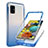 Samsung Galaxy M40S用前面と背面 360度 フルカバー 極薄ソフトケース シリコンケース 耐衝撃 全面保護 バンパー 勾配色 透明 JX1 サムスン ネイビー