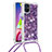 Samsung Galaxy M51用シリコンケース ソフトタッチラバー ブリンブリン カバー 携帯ストラップ S03 サムスン パープル
