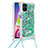 Samsung Galaxy M51用シリコンケース ソフトタッチラバー ブリンブリン カバー 携帯ストラップ S03 サムスン グリーン