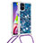 Samsung Galaxy M51用シリコンケース ソフトタッチラバー ブリンブリン カバー 携帯ストラップ S03 サムスン ネイビー