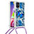 Samsung Galaxy M51用シリコンケース ソフトタッチラバー ブリンブリン カバー 携帯ストラップ S02 サムスン ネイビー