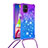 Samsung Galaxy M51用シリコンケース ソフトタッチラバー ブリンブリン カバー 携帯ストラップ S01 サムスン パープル