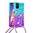 Samsung Galaxy M51用シリコンケース ソフトタッチラバー ブリンブリン カバー 携帯ストラップ S01 サムスン ブルー