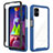 Samsung Galaxy M51用360度 フルカバー ハイブリットバンパーケース クリア透明 プラスチック カバー ZJ1 サムスン ネイビー