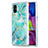 Samsung Galaxy M51用シリコンケース ソフトタッチラバー バタフライ パターン カバー Y01B サムスン ライトグリーン