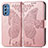 Samsung Galaxy M52 5G用手帳型 レザーケース スタンド バタフライ 蝶 カバー サムスン ピンク