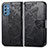 Samsung Galaxy M52 5G用手帳型 レザーケース スタンド バタフライ 蝶 カバー サムスン ブラック