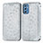 Samsung Galaxy M52 5G用手帳型 レザーケース スタンド パターン カバー S01D サムスン シルバー