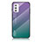 Samsung Galaxy M52 5G用ハイブリットバンパーケース プラスチック 鏡面 虹 グラデーション 勾配色 カバー LS1 サムスン マルチカラー