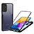 Samsung Galaxy M52 5G用360度 フルカバー ハイブリットバンパーケース クリア透明 プラスチック カバー MJ1 サムスン ブラック