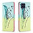 Samsung Galaxy M53 5G用手帳型 レザーケース スタンド パターン カバー B01F サムスン ライトグリーン