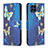 Samsung Galaxy M53 5G用手帳型 レザーケース スタンド パターン カバー B03F サムスン ブルー