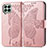 Samsung Galaxy M53 5G用手帳型 レザーケース スタンド バタフライ 蝶 カバー サムスン ピンク