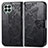 Samsung Galaxy M53 5G用手帳型 レザーケース スタンド バタフライ 蝶 カバー サムスン ブラック