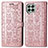 Samsung Galaxy M53 5G用手帳型 レザーケース スタンド パターン カバー S03D サムスン ピンク