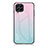 Samsung Galaxy M53 5G用ハイブリットバンパーケース プラスチック 鏡面 虹 グラデーション 勾配色 カバー LS1 サムスン シアン
