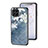 Samsung Galaxy M53 5G用ハイブリットバンパーケース プラスチック 鏡面 花 カバー サムスン ネイビー