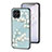 Samsung Galaxy M53 5G用ハイブリットバンパーケース プラスチック 鏡面 花 カバー サムスン シアン