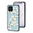 Samsung Galaxy M53 5G用ハイブリットバンパーケース プラスチック 鏡面 花 カバー S01 サムスン シアン