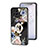 Samsung Galaxy M53 5G用ハイブリットバンパーケース プラスチック 鏡面 花 カバー S01 サムスン ブラック