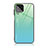 Samsung Galaxy M53 5G用ハイブリットバンパーケース プラスチック 鏡面 虹 グラデーション 勾配色 カバー JD1 サムスン シアン