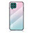 Samsung Galaxy M62 4G用ハイブリットバンパーケース プラスチック 鏡面 虹 グラデーション 勾配色 カバー LS1 サムスン シアン