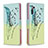 Samsung Galaxy Note 10 5G用手帳型 レザーケース スタンド パターン カバー B01F サムスン ライトグリーン