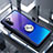 Samsung Galaxy Note 10用360度 フルカバーハイブリットバンパーケース クリア透明 プラスチック 鏡面 アンド指輪 マグネット式 サムスン ネイビー