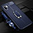 Samsung Galaxy Note 10 Plus 5G用シリコンケース ソフトタッチラバー レザー柄 アンド指輪 マグネット式 T01 サムスン ネイビー