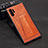 Samsung Galaxy Note 10 Plus 5G用ケース 高級感 手触り良いレザー柄 R02 サムスン オレンジ