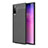 Samsung Galaxy Note 10 Plus 5G用シリコンケース ソフトタッチラバー レザー柄 カバー WL1 サムスン ブラック