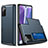 Samsung Galaxy Note 20 5G用ハイブリットバンパーケース プラスチック 兼シリコーン カバー 前面と背面 360度 フル N01 サムスン ネイビー