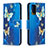 Samsung Galaxy Note 20 5G用手帳型 レザーケース スタンド パターン カバー B03F サムスン ブルー