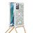 Samsung Galaxy Note 20 5G用シリコンケース ソフトタッチラバー ブリンブリン カバー 携帯ストラップ S03 サムスン シルバー