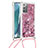 Samsung Galaxy Note 20 5G用シリコンケース ソフトタッチラバー ブリンブリン カバー 携帯ストラップ S03 サムスン レッド