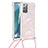 Samsung Galaxy Note 20 5G用シリコンケース ソフトタッチラバー ブリンブリン カバー 携帯ストラップ S03 サムスン ピンク